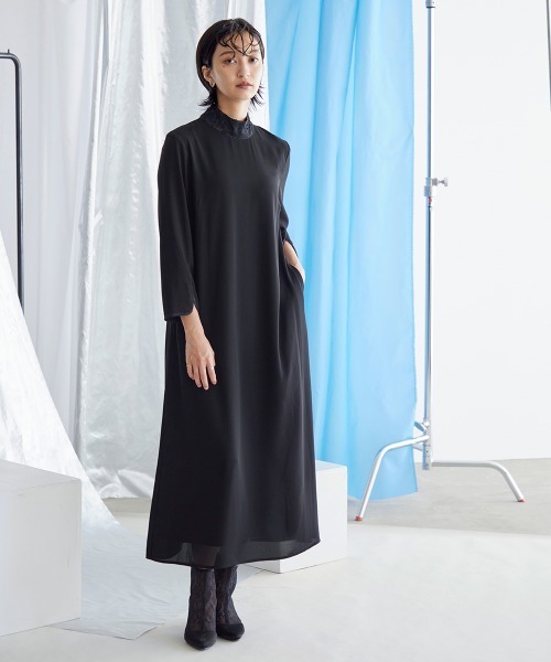 セレモニースーツ セットアップ 喪服・礼服｜日本製生地｜洗える｜防しわ（イージーケア）｜スタンドカラー｜ジャガード｜ワンピース｜「Callarus」_6