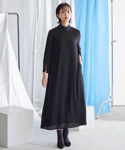 セレモニースーツ セットアップ 喪服・礼服｜日本製生地｜洗える｜防しわ（イージーケア）｜スタンドカラー｜ジャガード｜ワンピース｜「Callarus」_7