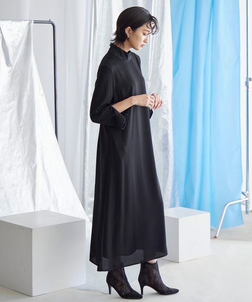 セレモニースーツ セットアップ 喪服・礼服｜日本製生地｜洗える｜防しわ（イージーケア）｜スタンドカラー｜ジャガード｜ワンピース｜「Callarus」_8