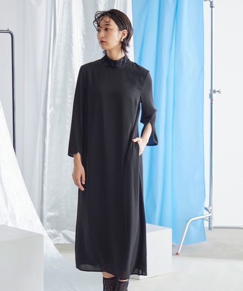 セレモニースーツ セットアップ 喪服・礼服｜日本製生地｜洗える｜防しわ（イージーケア）｜スタンドカラー｜ジャガード｜ワンピース｜「Callarus」_11