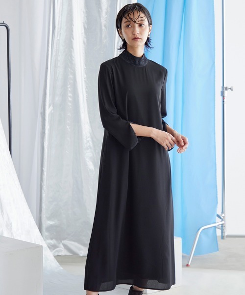 セレモニースーツ セットアップ 喪服・礼服｜日本製生地｜洗える｜防しわ（イージーケア）｜スタンドカラー｜ジャガード｜ワンピース｜「Callarus」_12