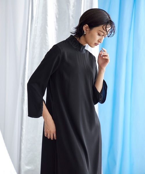 セレモニースーツ セットアップ 喪服・礼服｜日本製生地｜洗える｜防しわ（イージーケア）｜スタンドカラー｜ジャガード｜ワンピース｜「Callarus」_14