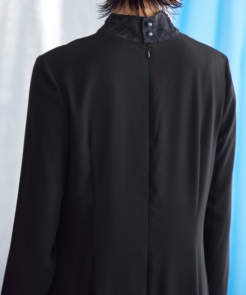 セレモニースーツ セットアップ 喪服・礼服｜日本製生地｜洗える｜防しわ（イージーケア）｜スタンドカラー｜ジャガード｜ワンピース｜「Callarus」_16