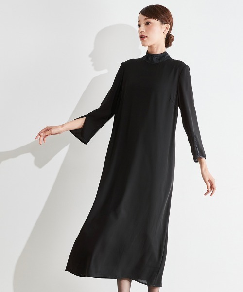 セレモニースーツ セットアップ 喪服・礼服｜日本製生地｜洗える｜防しわ（イージーケア）｜スタンドカラー｜ジャガード｜ワンピース｜「Callarus」_3