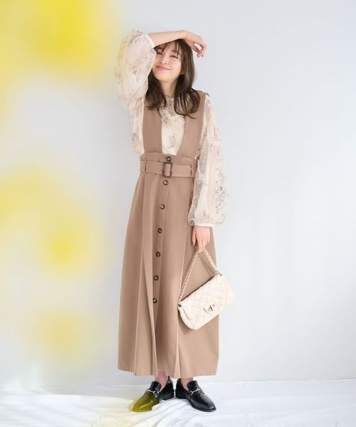 mysty woman シャツ ブラウス フローラル刺繍ロングスリーブ