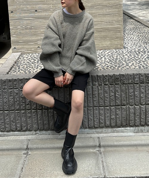 バイカーニットパンツ　ブラックS バイカーニットパンツ ブラックS STYLEMIXER ニットバイカー