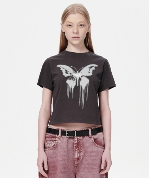 mahagrid■BUTTERFLY GOTH TEE■送料込 BUTTERFLY GOTH TEE[CHARCOAL] - MAHAGRID