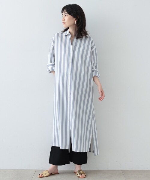 ワンピース ワイドストライプシャツワンピース レディース : 82501643  