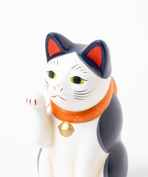新品未開封　BEAMS 招き猫　寅さん　チェック柄　ベージュ　5号　左右セット BEAMS JAPAN（ビームス ジャパン） インテリア 「ビームスの百名品