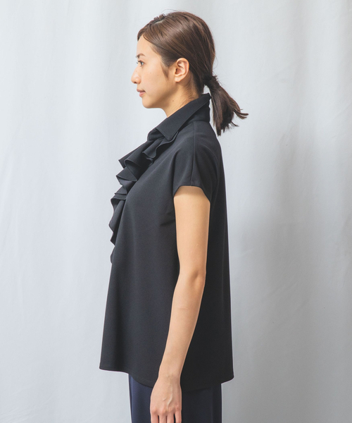 NARACAMICIE（ナラカミーチェ） tシャツ 「NARACAMICIE」NERO 衿付き 