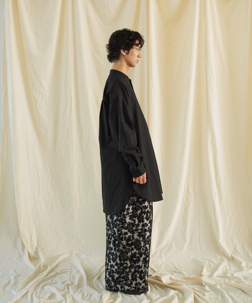 Aphlotus シャツ サイドスリット ダブルポケット スタンドカラー L/S