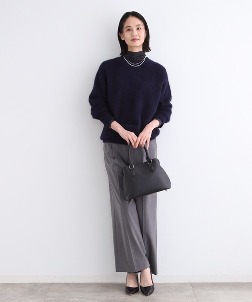 INDIVI ニット セーター 「フォックス混」ラウンドネック