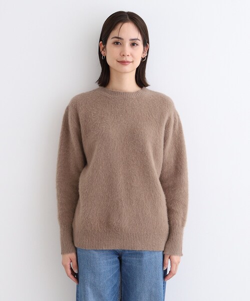 ニット セーター 「フォックス混」ラウンドネックヘアリーニット レディース INDIVI ニット セーター 「フォックス混」ラウンドネック