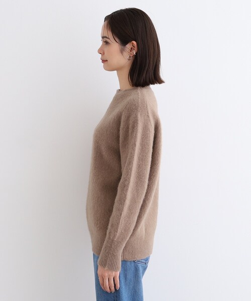 ニット セーター 「フォックス混」ラウンドネックヘアリーニット レディース INDIVI ニット セーター 「フォックス混」ラウンドネック