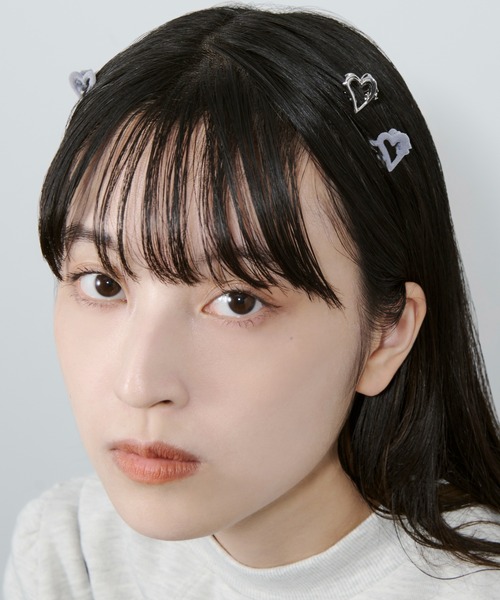 GOLDY（ゴールディ） ヘアクリップ ハート メタル × フロッキー セット