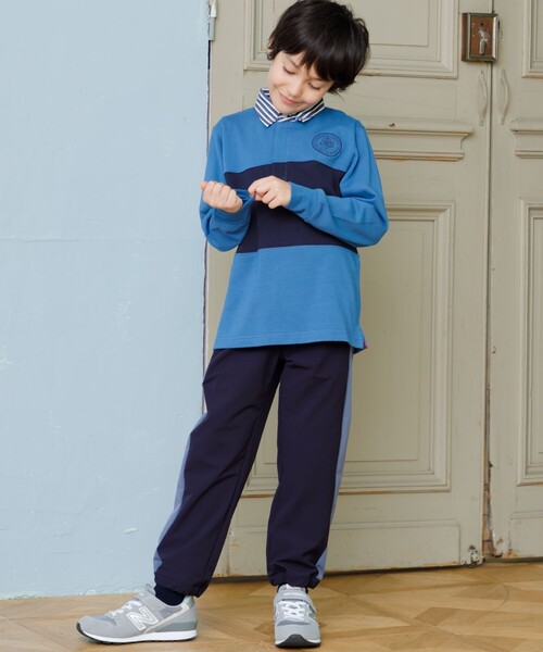 ジェイプレス キッズ ベスト ポロシャツ パンツ セット 140〜150 J.PRESS ポロシャツ 「140-170cm」襟ストライプ ブロッキング