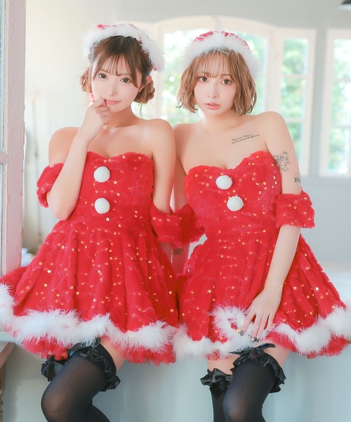 Tika（ティカ） コスプレ サンタ コスプレ ベアトップ スパンコール