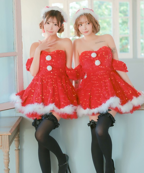 Tika（ティカ） コスプレ サンタ コスプレ ベアトップ スパンコール