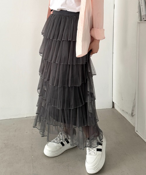 Sov.チュールフリルティアードスカート CLEA スカート チュールフリルティアードスカート : ZOZOTOWN Yahoo!店