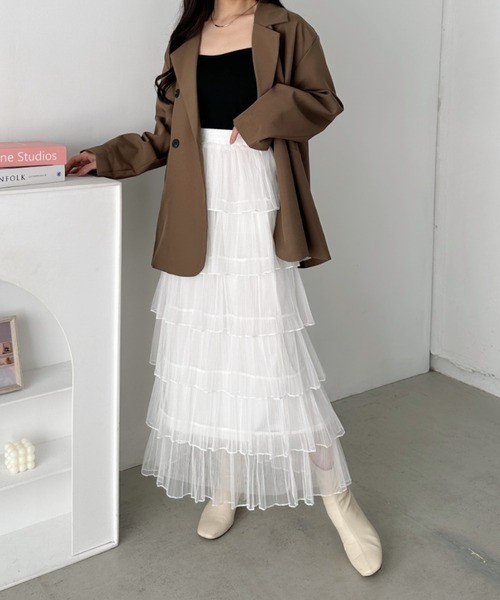 CLEA スカート チュールフリルティアードスカート : ZOZOTOWN Yahoo!店