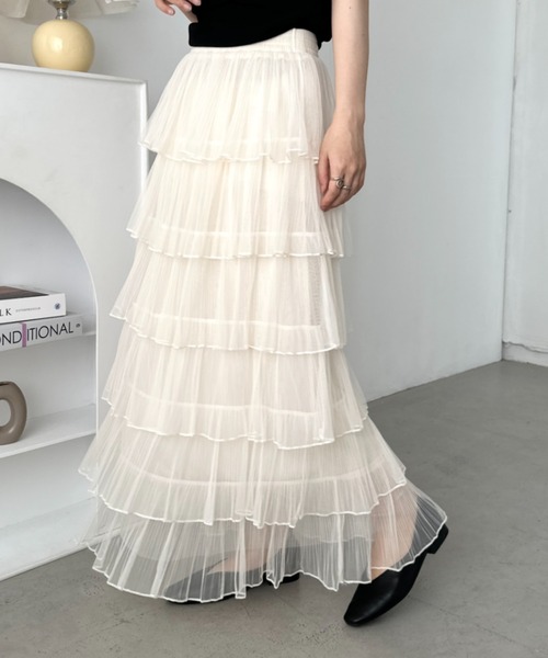 ★セール♪★BCBGMAXAZRIA ティアードチュールフリルスカート★ セール】ティアードチュールフリルスカート（スカート）｜BANNER