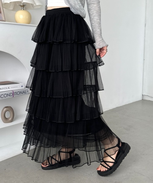 ★セール♪★BCBGMAXAZRIA ティアードチュールフリルスカート★ GIZ23S071-a01.jpg