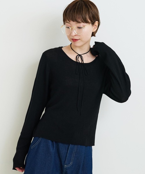 ニット セーター ●BICOLOR Choker リブニット レディース