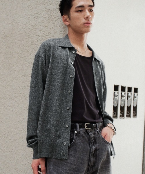 WYM LIDNM シャツ T/C BASIC KNIT SHIRT CARDIGAN メンズ