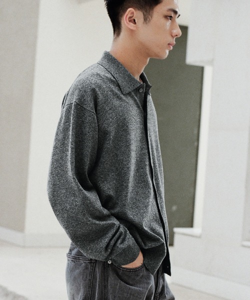 Mサイズ　WYM T/C BASIC KNIT SHIRT CARDIGAN WYM LIDNM（ウィム バイ リドム）の「T/C BASIC KNIT SHIRT
