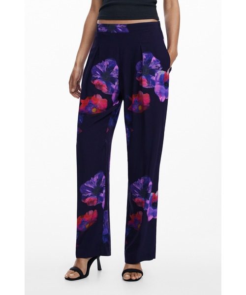 Desigual（デシグアル） パンツ フローラルプリントワイドパンツ