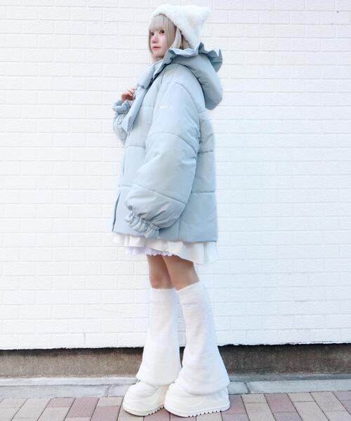 美品 完売品 Whinny 爆リボンわたあめアウター リボン サックスブルー Whinny ダウンコート ダウンジャケット Whinny/爆リボンわたあめ