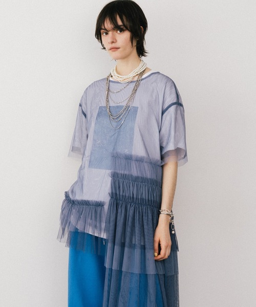 【新品未使用タグ付き】la belle Etude スクエア箔プリントTシャツ LA BELLE ETUDE tシャツ スクエア箔プリントTシャツ レディース