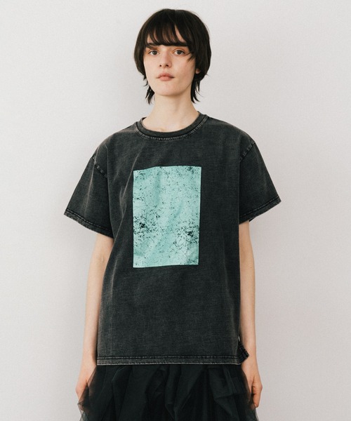 LA BELLE ETUDE tシャツ スクエア箔プリントTシャツ レディース