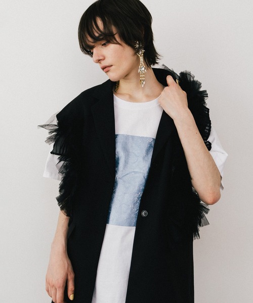 LA BELLE ETUDE tシャツ スクエア箔プリントTシャツ レディース