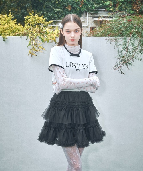 Lovilyn リボン＆フラワー柄シアートップス レディース