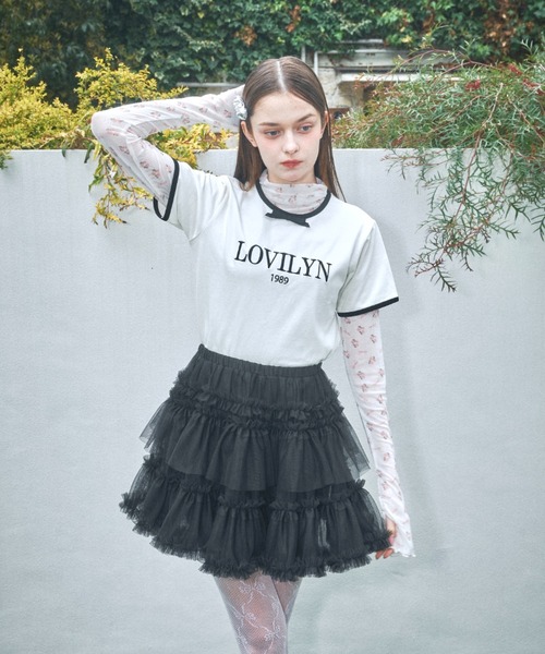Lovilyn リボン＆フラワー柄シアートップス レディース