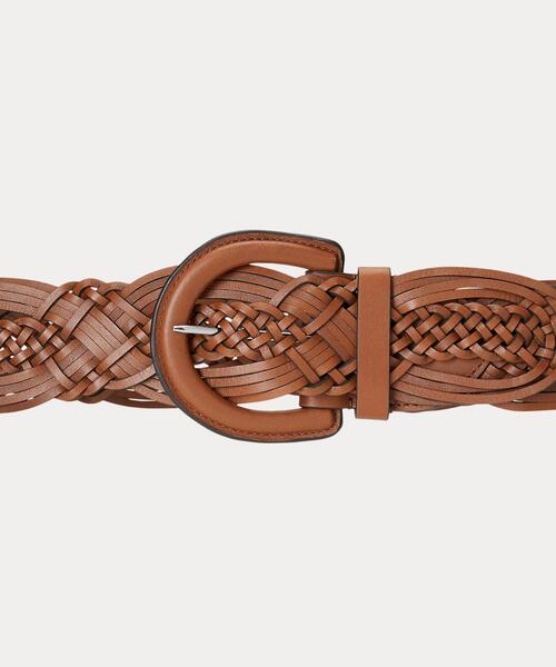 LAUREN RALPH LaurenブレーデッドレザーワイルドベルトブラウンM LAUREN RALPH LAUREN（ローレン ラルフローレン） ベルト ブレーデッド