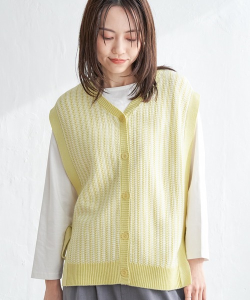 ikka（イッカ） ベスト ジレ 2WAYサイドリボンニットベスト レディース