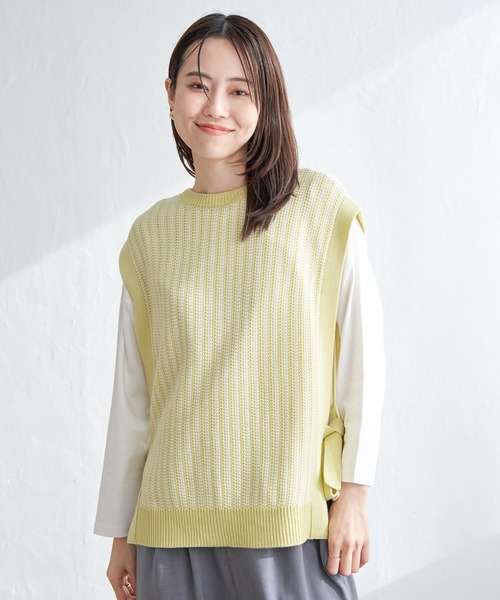 ikka（イッカ） ベスト ジレ 2WAYサイドリボンニットベスト レディース