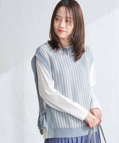 ikka（イッカ） ベスト ジレ 2WAYサイドリボンニットベスト レディース