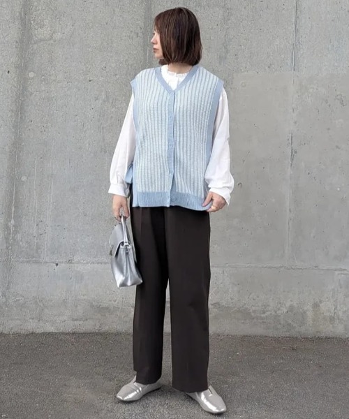 ikka（イッカ） ベスト ジレ 2WAYサイドリボンニットベスト レディース