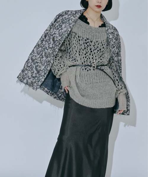 Ezick ジャケット テーラードジャケット Lady mode flower ジャガード