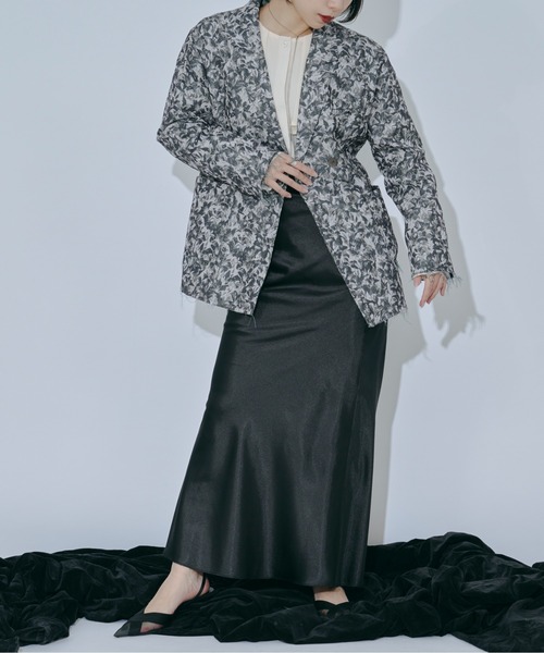 Ezick ジャケット テーラードジャケット Lady mode flower ジャガード