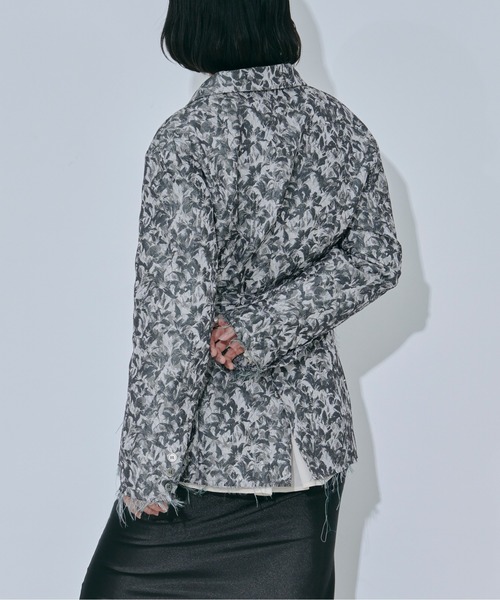 Ezick ジャケット テーラードジャケット Lady mode flower ジャガード