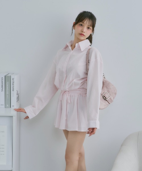 激安正規  TITTY＆CO. セットアップ ストライプシャツセットアップ レディースウェア