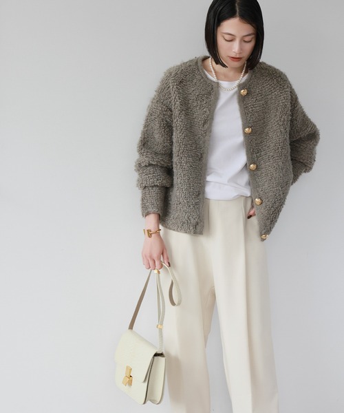 「ELFRANK」 ニットカーディガン FREE モカ レディース_画像7