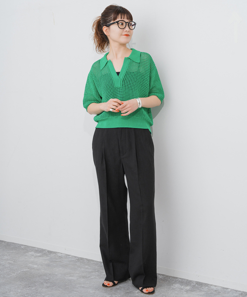 Spick＆Span ニット セーター メッシュポロシャツハーフスリーブ
