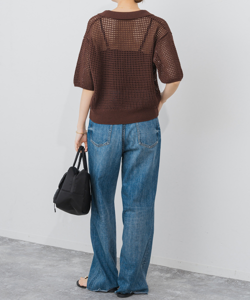 Spick and Span メッシュポロシャツハーフスリーブニット Spick＆Span ニット セーター メッシュポロシャツハーフスリーブ