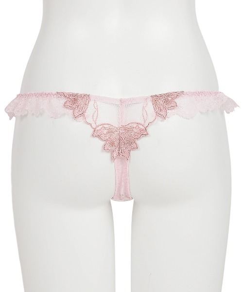 ★Ravijour★金ラメ糸刺繍★ブラショーツ★Tバックパンツ下着★PINK花柄 RAVIJOUR（ラヴィジュール） ショーツ ビタークロス Tバック