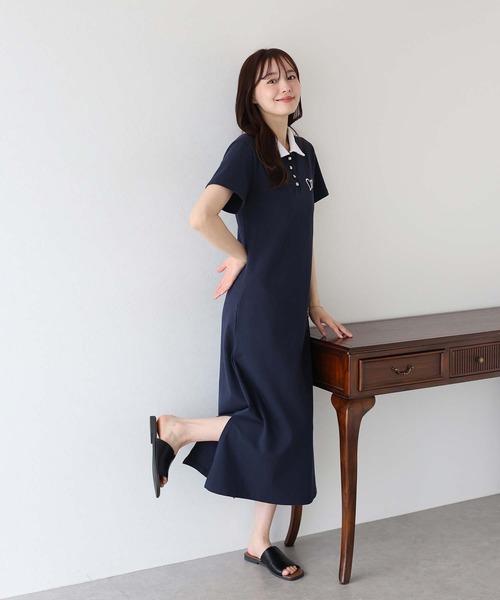 未使用✳︎ポロラルフローレン現行アイレット刺繍ポロシャツワンピースネイビー紺正規品 BLUEEAST（ブルーイースト） ワンピース 夏 半袖 ハート刺繍ポロシャツ